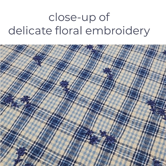 Liz Claiborne Plaid & Floral A-line Skirt Blue & Almond Cream, 6 Petite - Picture 2 of 5